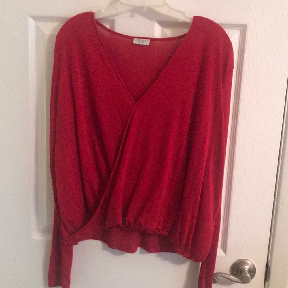 Toni Red Surplice Top